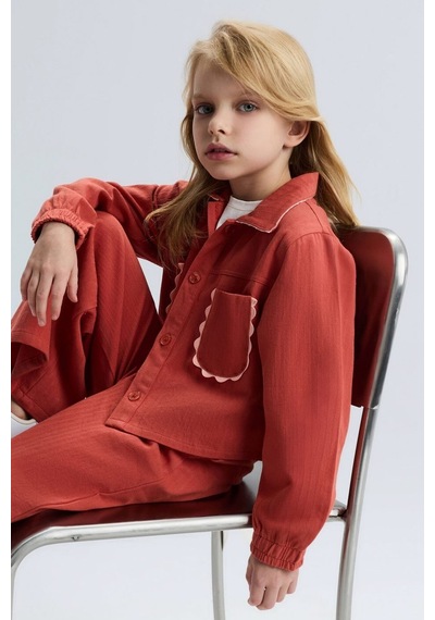Xo Kids Kız Çocuk Gömlek 4-8 Yaş 31504 Kiremit