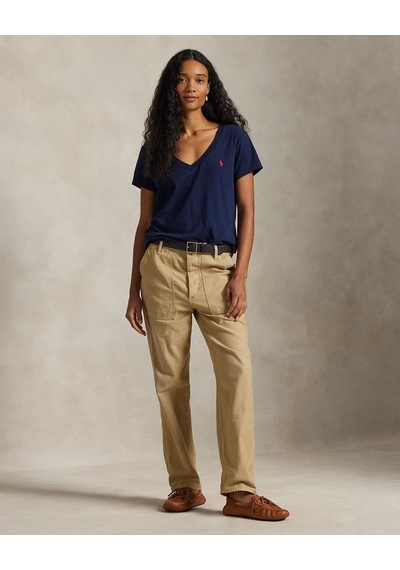 Polo Ralph Lauren Pamuklu Kadın V Yaka Tişört Lacivert