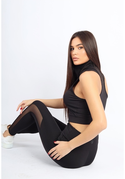Soft&Basic Kadın Boydan Fermuarlı Siyah Günlük Spor Rahat Bralet Siyah
