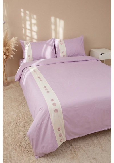 Daisy Violet %100 Pamuklu Çift Kişilik Nevresim Takımı - 4 Parça Mor