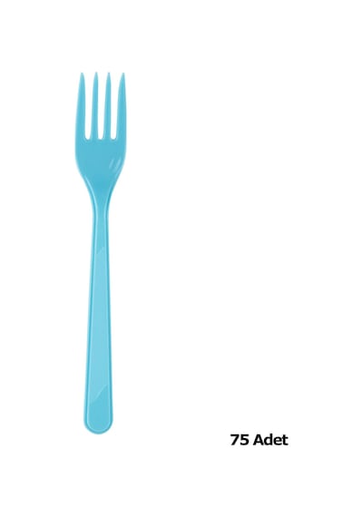 Plastik Turkuaz Renkli Lüx Parti Doğum Günü Çatal - 18 Cm. - 75 Adet Turkuaz