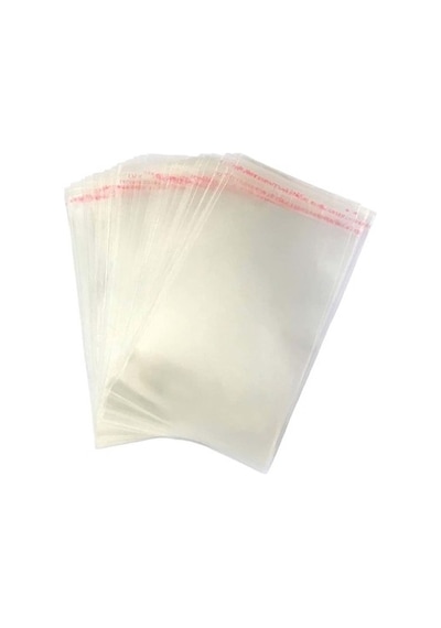 Bantlı Şeffaf Jelatin Torba Yapışkanlı Poşet 100 Adet 11X25 + 5 CM