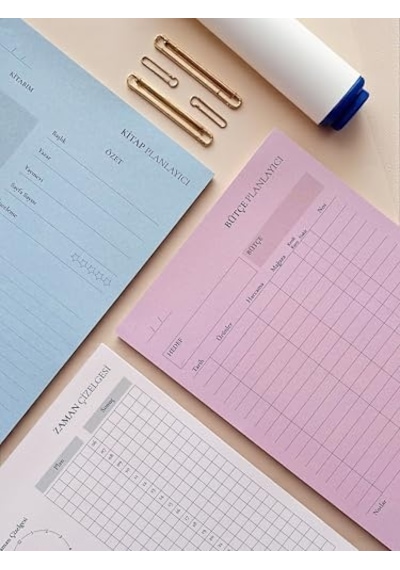 ' Lü Yaprak Desenli Masaüstü Planlayıcı Set Genel