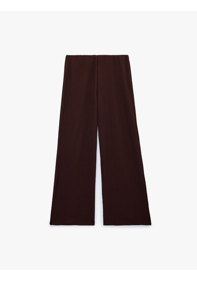 Koton Bürümcük Kumaş Dokulu Bol Paça Pantolon Kahverengi 6sak40002ek Kahve