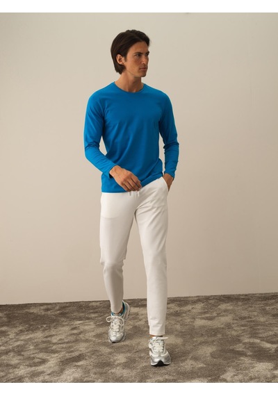 Xint Mavi Modal Dokulu Slim Fit Uzun Kollu Tişört 502039