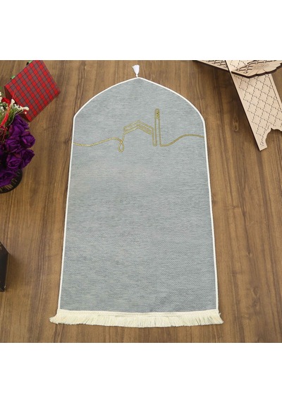 El Kuba Lüks Astarsız Biyeli Seccade Gri 66x125cm 565 Gr Çok Renkli