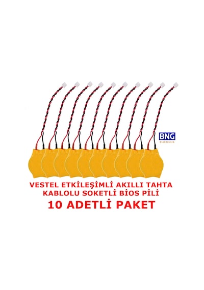 Vestel Uyumlu Faz 2 Akıllı Tahta Cr2032 Kablolu Soketli Bios Pili 10 Ad.