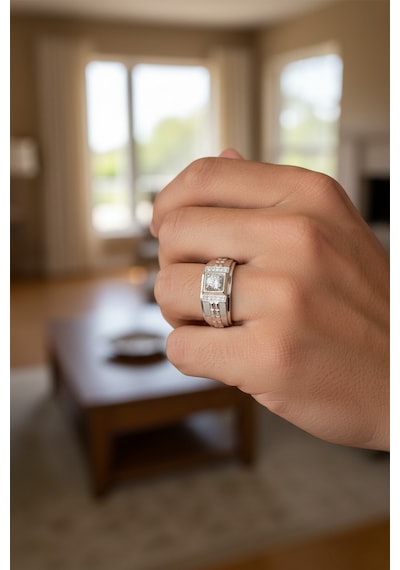 0,36 Ct Pırlantalı Platin Erkek Yüzük