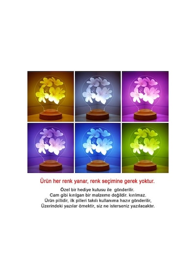 3D Led Lamba 3Boyutlu Canım Annem Plumeria Kişiye Özel Hediye