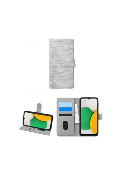 Samsung Galaxy Uyumlu   S10 Kılıfı Cüzdanspor Kumaş Kart Ve Bloknot Bölmeli Kılıf + Ekran Koruyucu gri