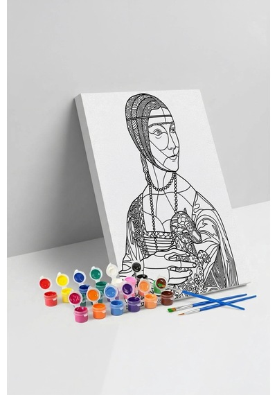 Rönesans Kadın Desenli Mandala Tuval Boyama Seti 40x50 Cm