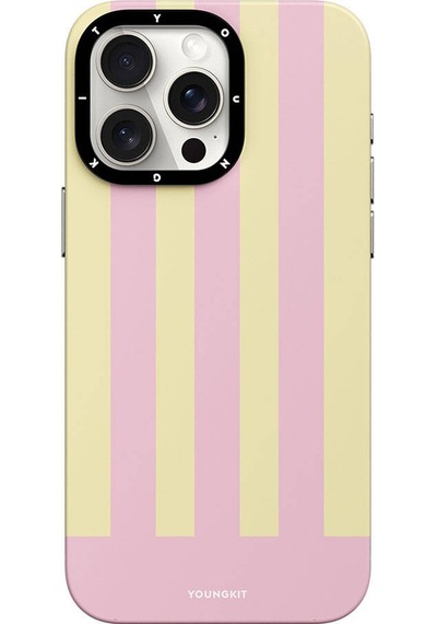 Apple Uyumlu iPhone 14 Pro Max Kılıf Magsafe Şarj Özellikli Youngkit Striped Piano Keys Serisi Kapak Pembe