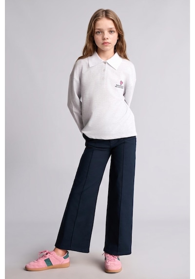 Defacto Wide Leg Düz Paça Cepli Gabardin Pantolon Kız Çocuk H9665a826aunv253 Lacivert-nv253
