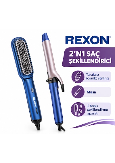 Rexon 2'si 1 Arada Saç Şekillendirici Ctn-13 Açık Mavi