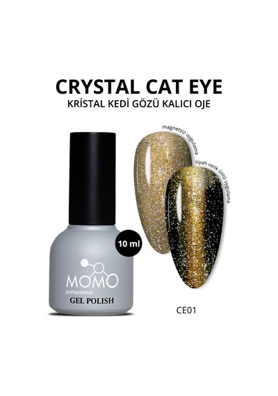 Momo Professional Kristal Kedi Gözü Kalıcı Oje Ce01 Yarı Şeffaf Altın 10 Ml
