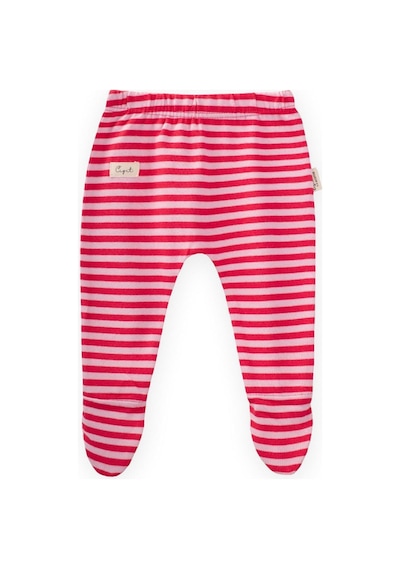 Cigit Ayaklı Bebe Pantolon 0-6 Ay Pudra Mercan Çizgili Pudra