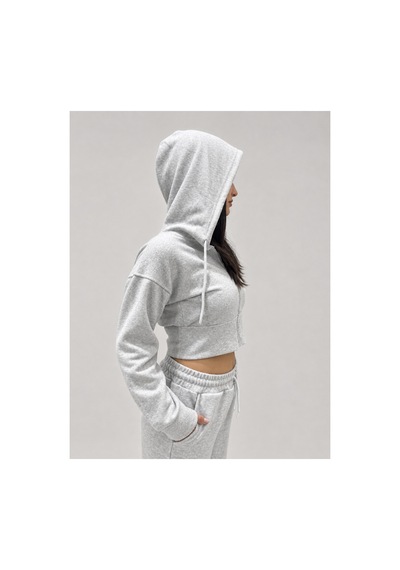 Modanida Kadın Gri Crop Fermuarlı Kapüşonlu Sweatshirt Ve Bol Paça Eşofman Altı Kalın Kumaş Alt-üst Takım Gri Gri Modanida Kadın Gri Crop Fermuarlı Kapüşonlu Sweatshirt Ve Bol Paça Eşofman Altı Kalın Kumaş Alt-üst Takım Gri Gri