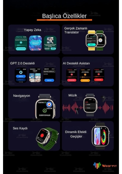 Wearfitpro Hk11 Ultra3 Yeni Nesil Chat Bot Destekli Yeni Özelliklere Sahip 49mm Amoled Ekran Akıllı Saat
