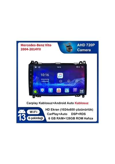 Mercedes-benz-vito--2004-2014 Carplay 9inç 6/128gb Multimedya