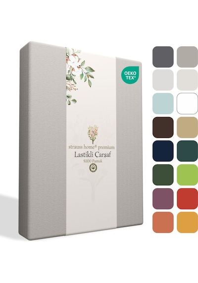 Home Premium Lastikli Çarşaf %100 Pamuk Tek Kişilik / Çift Kişilik Özel Penye Oeko-tex Koyu Gri