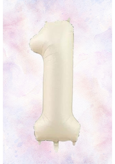 Folyo Rakam 1 Krem Satin 40 İnç 100 Cm Grabo Markalı Çok Kaliteli Folyo Balon Çok Renkli