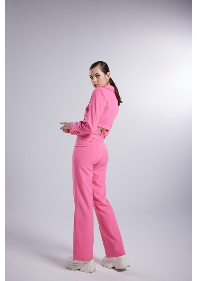 Holly Lolly Yüksek Bel Düğme Kapamalı Panky Pantolon Pembe