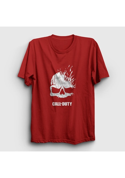 Presmono Unisex Skull Call Of Duty T-shirt Kırmızı