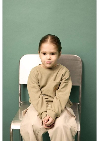 Defacto Erkek Bebek Baskılı Waffle Sweatshirt G6386a526spkh96 Haki-kh96
