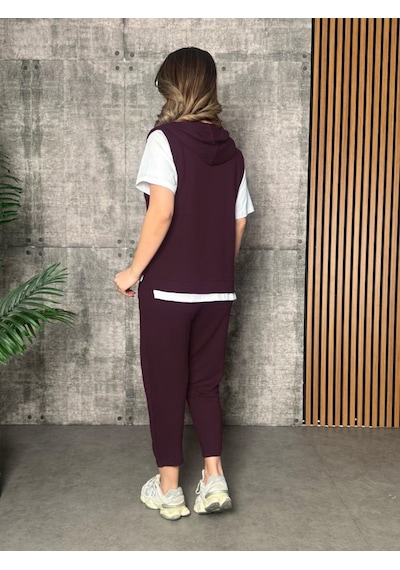 Etiler Collection Kadın Kısa Kollu V Yakalı Kapşonlu Viskon Iki Iplik Bluz Ve Pantolon Takım Bordo Etiler Collection Kadın Kısa Kollu V Yakalı Kapşonlu Viskon Iki Iplik Bluz Ve Pantolon Takım Bordo