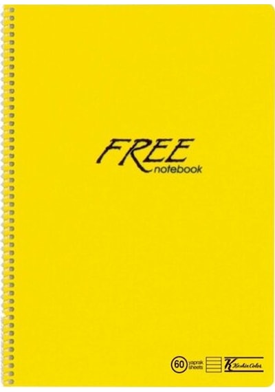 K. Color Free A4 60 Yaprak Çizgili Plastik Kapak Spiralli  Defter 1 Adet