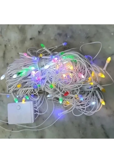 Şeffaf Kablo İle 100 Led Damla Uçlu Kırmızı Işık 10 Metre Çok Renkli