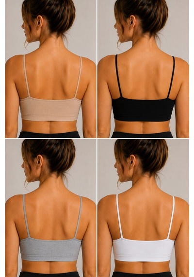 Pijamask Kadın İnce Askılı Crop Top Basic Esnek Büstiyer Atlet Çok Renkli