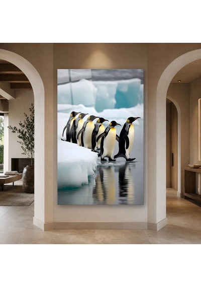 Penguen Grubu Çerçevesiz Cam Tablo