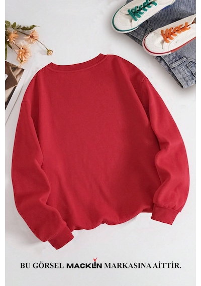 Macklin Sevgili Çift Kombin Hello Kitty Spiderman Göğüs Baskılı Bisiklet Yaka Sweatshirt 2li Set Takım Mavi Kırmızı Mck1386 Çok Renkli