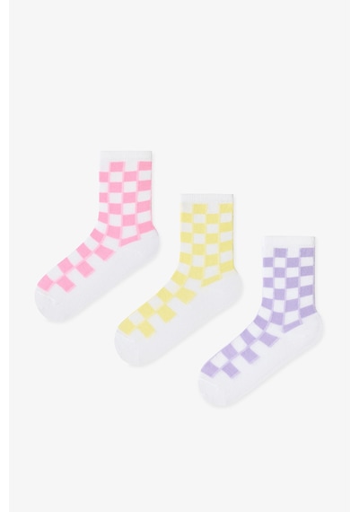 Penti Renkli Kız Çocuk Bright Checkerd 3'lü Soket Çorap