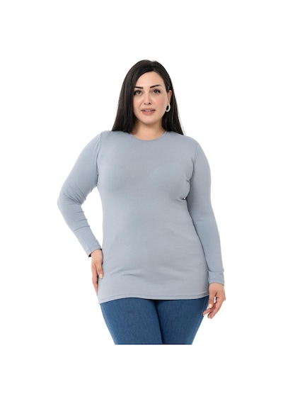 Disentis Büyük Beden Bisiklet Yaka Uzun Kollu Viskon Açık Gri Body-açık Gri Açık Gri