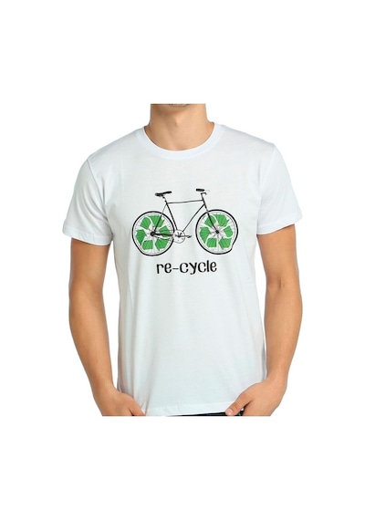 Bant Giyim - Geri Dönüşüm Bisiklet Beyaz Erkek T-Shirt Tişört