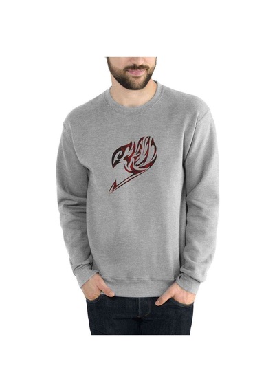 Anime Fairy Tail Glass Guild Emblem Baskılı Gri Erkek Sweatshirt (528459308)