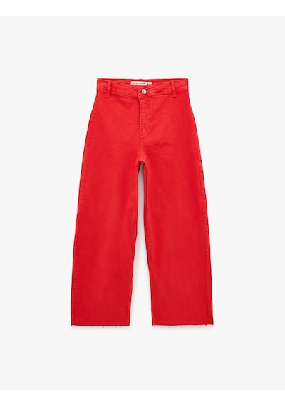 Koton Normal Bel Rahat Kalıp Kesik Paça Jean Pantolon - Culoette Jean Kırmızı 6sal40004mw Koton Normal Bel Rahat Kalıp Kesik Paça Jean Pantolon - Culoette Jean Kırmızı 6sal40004mw