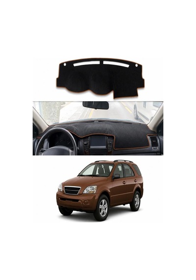Kia - Sorento 2002-2009 Uyumlu Torpido Koruma Kılıfı - Kahverengi Şeritli
