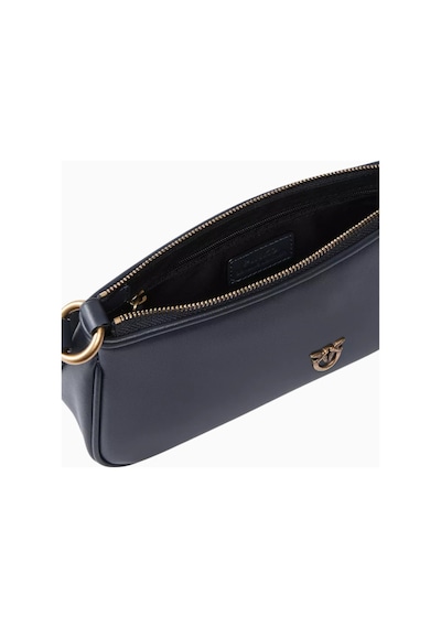Pinko Mini Half Moon Mavi Deri Lüks Baguette Çanta, Günlük Ve Gece Kullanımı Için Omuz Çantası