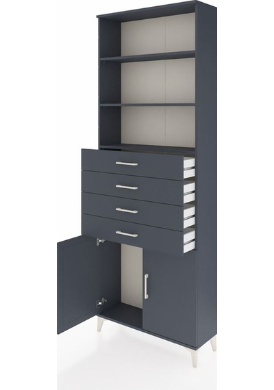 Arges Dolap 3 Raflı 4 Çekmeceli 2 Kapaklı 88x30x243 Antrasit-... Antrasit