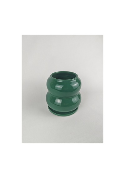 Pumpkin Seramik Saksı Parlak Yeşil Jade Green Çap:15cm Yük:14cm Tabaklı