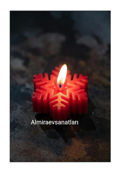Kar Tanesi Mum 1 Adet Kırmızı