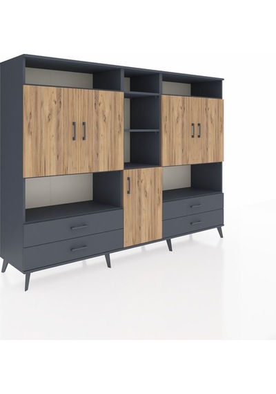 Hyperion Dolap 12 Raflı 4 Çekmeceli 5 Kapaklı 220x44x163 Antrasit Antrasit-çam/antrasit Hyperion Dolap 12 Raflı 4 Çekmeceli 5 Kapaklı 220x44x163 Antrasit Antrasit-çam/antrasit