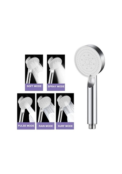 5 Fonksiyonlu Royal Spray Fonksiyonlu Krom Duş Başlığı Yumuşak So Beyaz