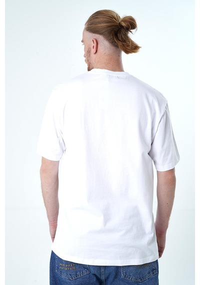 İntersivin Oversize Düz Beyaz Erkek T-shirt Beyaz