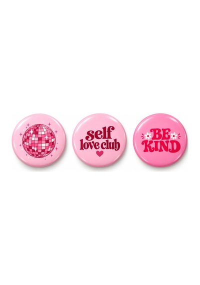 Pembe Sevimli - Üçlü Seçki 4 - 3 Lü 58mm Rozet Seti Çok Renkli