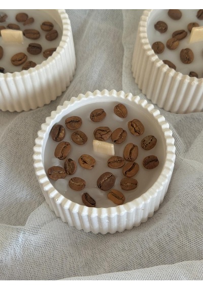 Kahve Taneli Ahşap Fitilli Mum