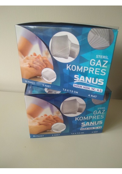 Sanus Steril Gaz Kompres 7.5Cm*7.5Cm 2 Kutu (200 Adet)